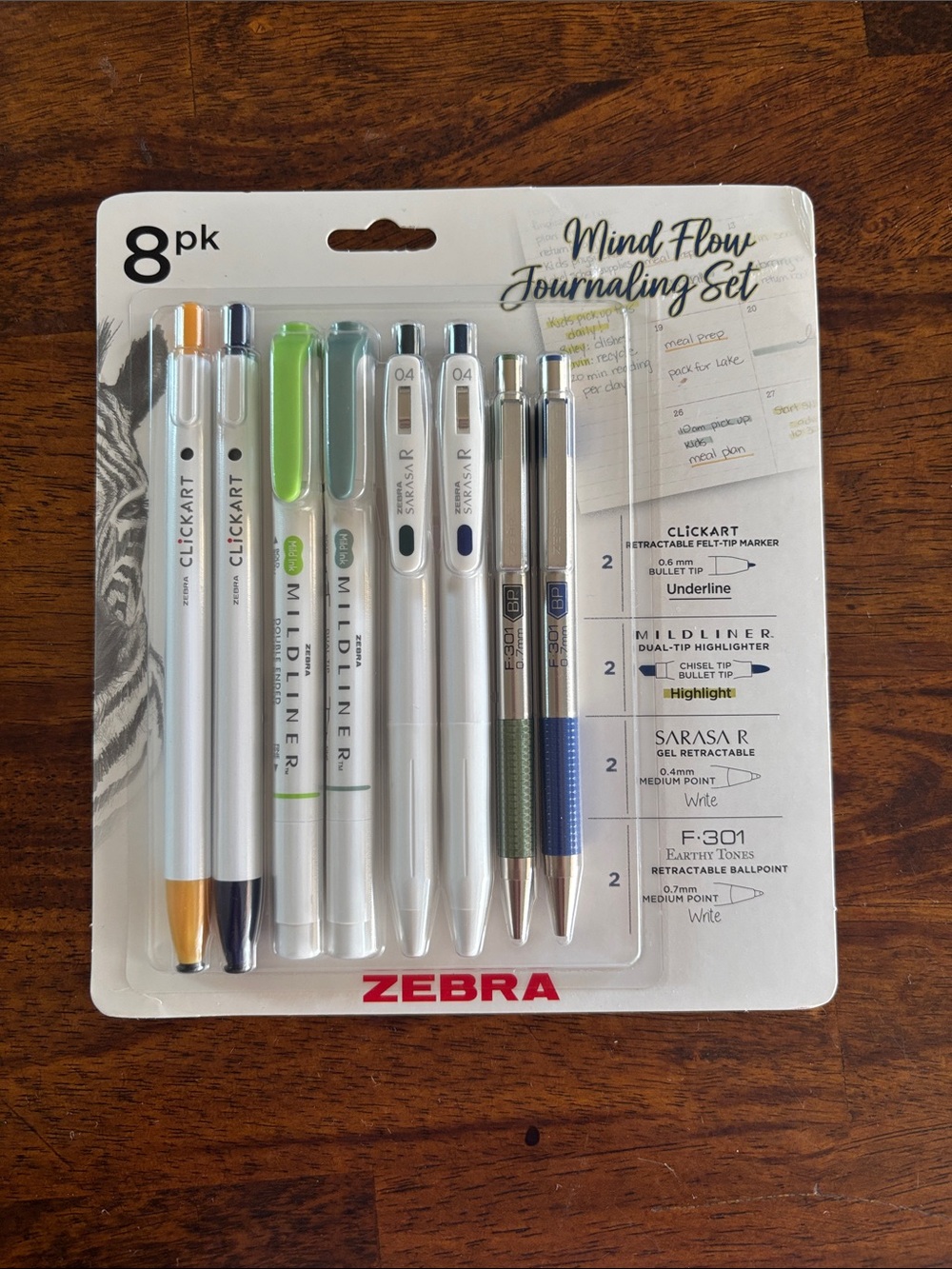Zebra Mind Flow Journaling Set — White with Multicolor Accents